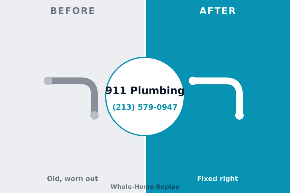 Before and after: plumbing repair Bay City, OR